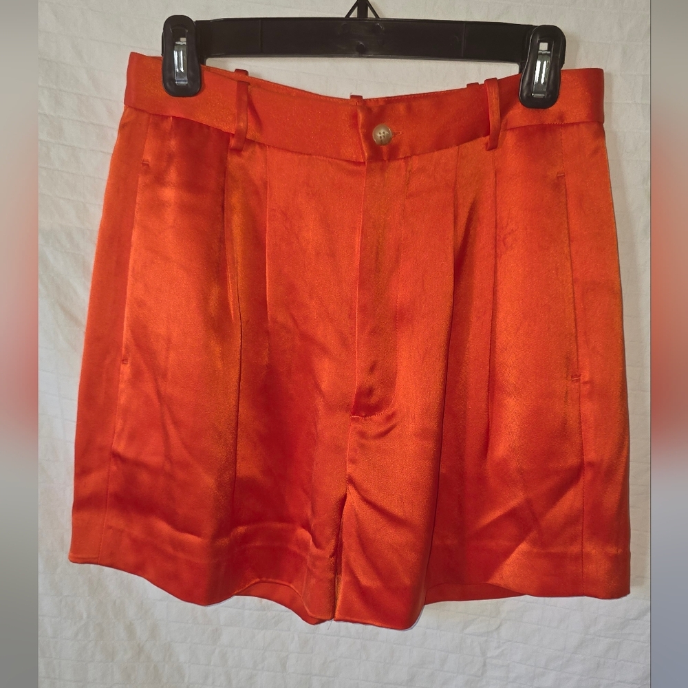 Polo Ralph Lauren Pleated Women's Size 4 Triacetate Blend Orange Satin Shorts